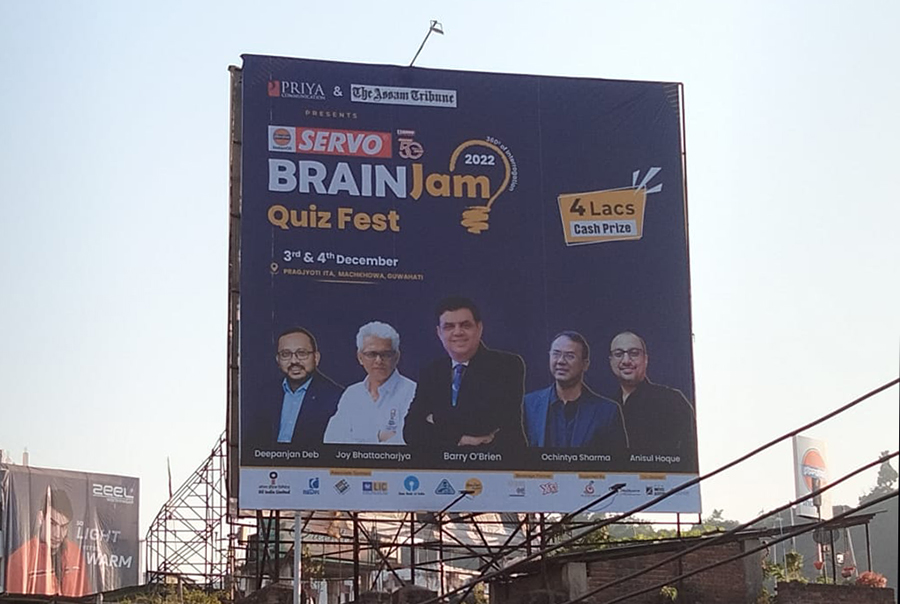BrainJam Quiz Fest -- will be held in Guwahati, having 5 prominent quiz masters this time – Joy Bhattacharjya, Deepanjan Deb, Barry O’Brien, Ochintya Sharma and Anisul Haque.