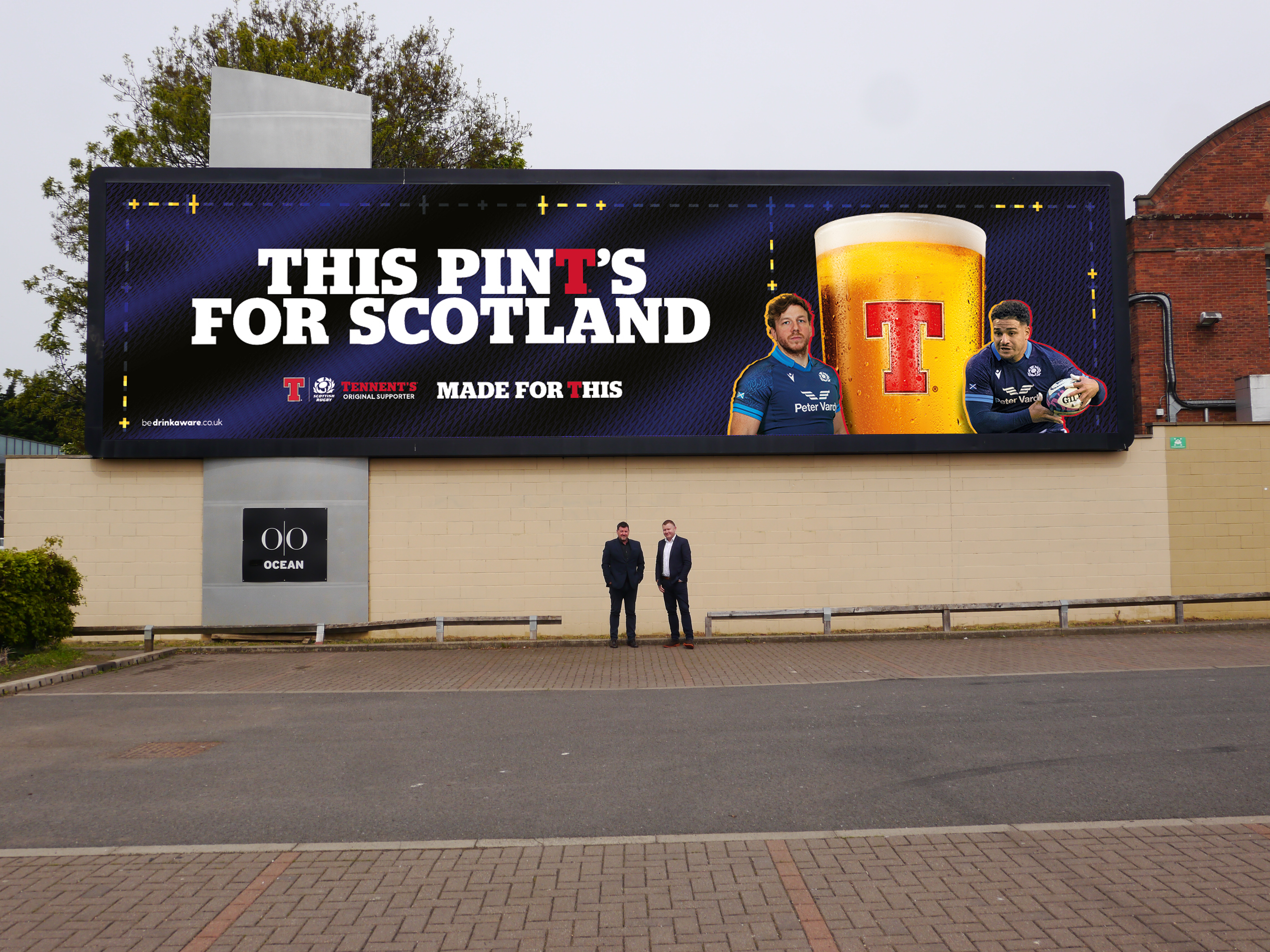 Ocean Outdoor Scotland MD Marc Keenan (left) and Ocean Outdoor UK CEO Phil Hall with the Edinburgh Media Wall, the largest full motion digital ad screen in Scotland.