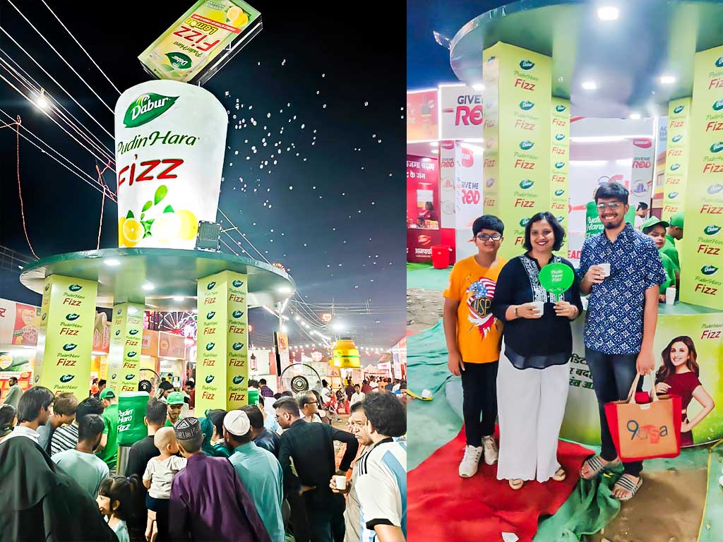 People interacting with Dabur's fizz campaign 