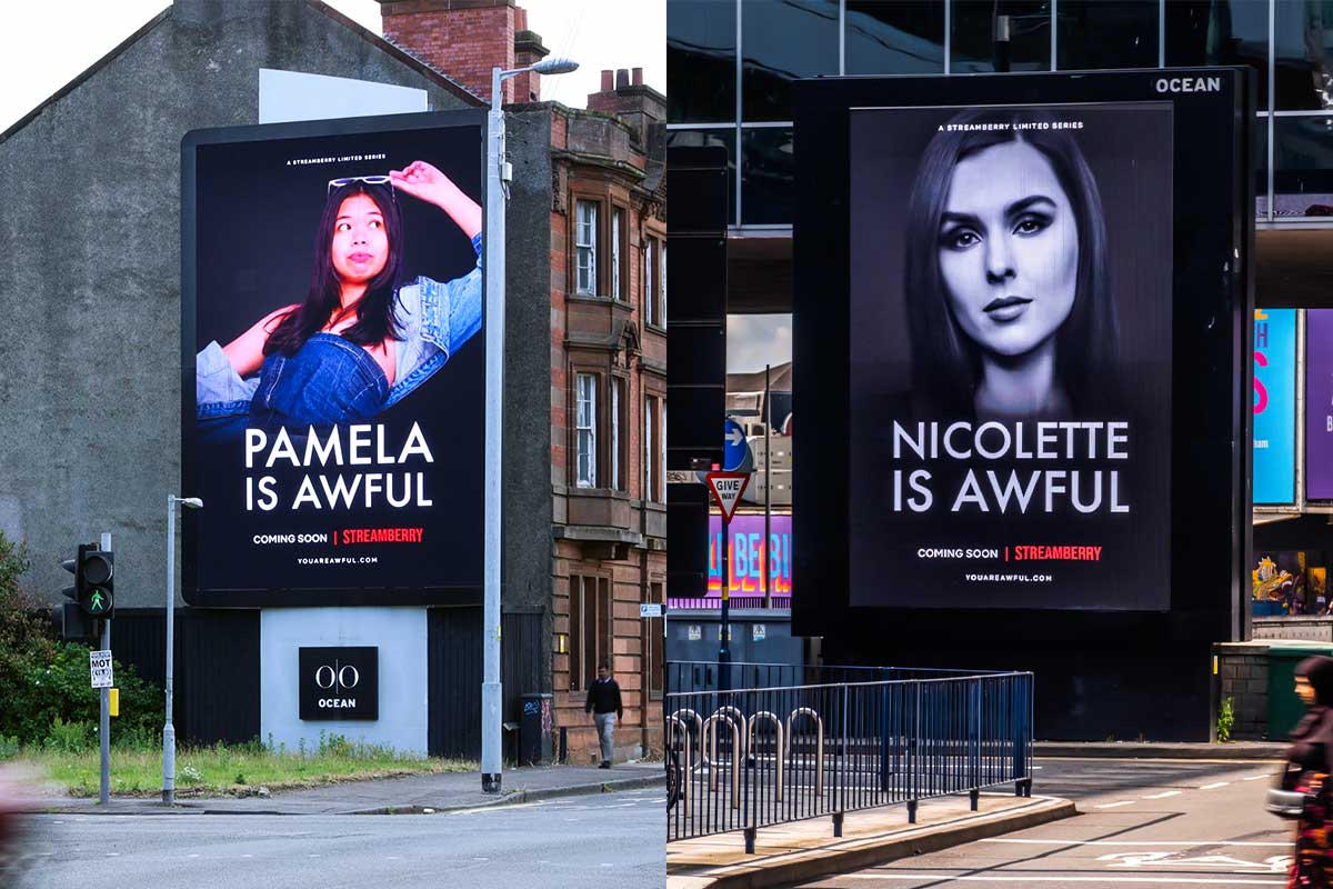 'Black Mirror' Netflix's TV series Ooh campaign with 'Pamela is Awful' and 'Nicola is Awful' 