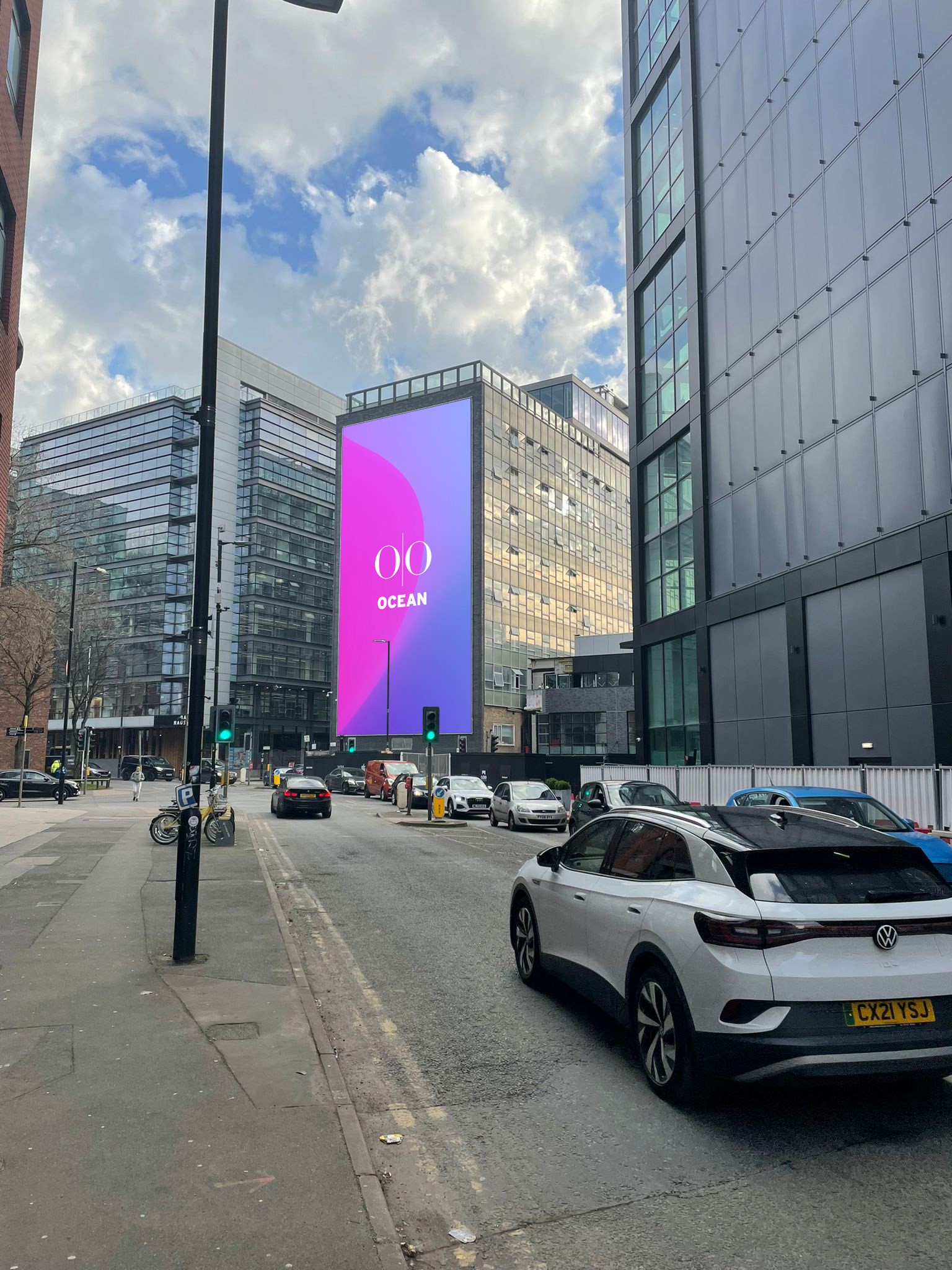 A mock-up of Ocean’s Quay Street outdoor banner which is part of the Spinningfields and St John’s contract.