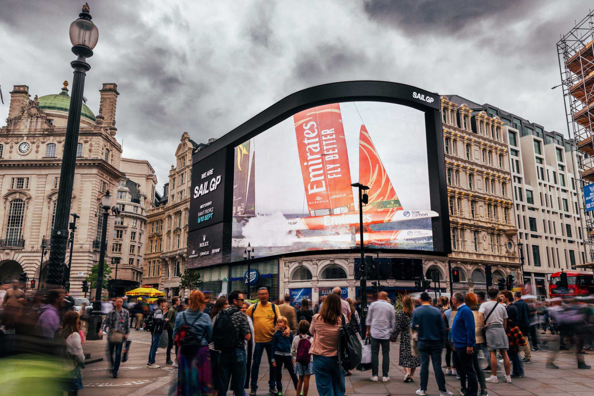 Sail GP's DOOH campaign at Piccadilly Lights, London
