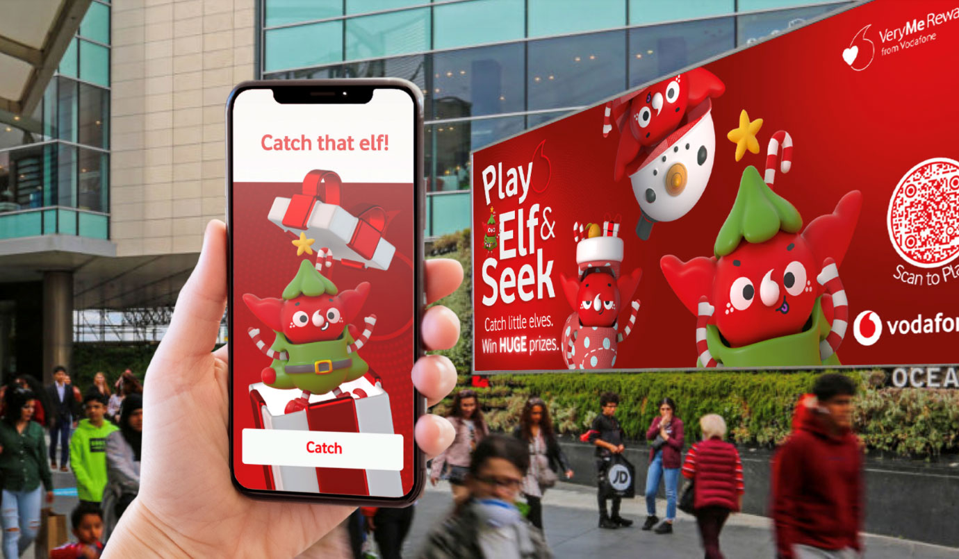 Image shows how the OOH activation works at Ocean’s Eat Street Westfield London screen