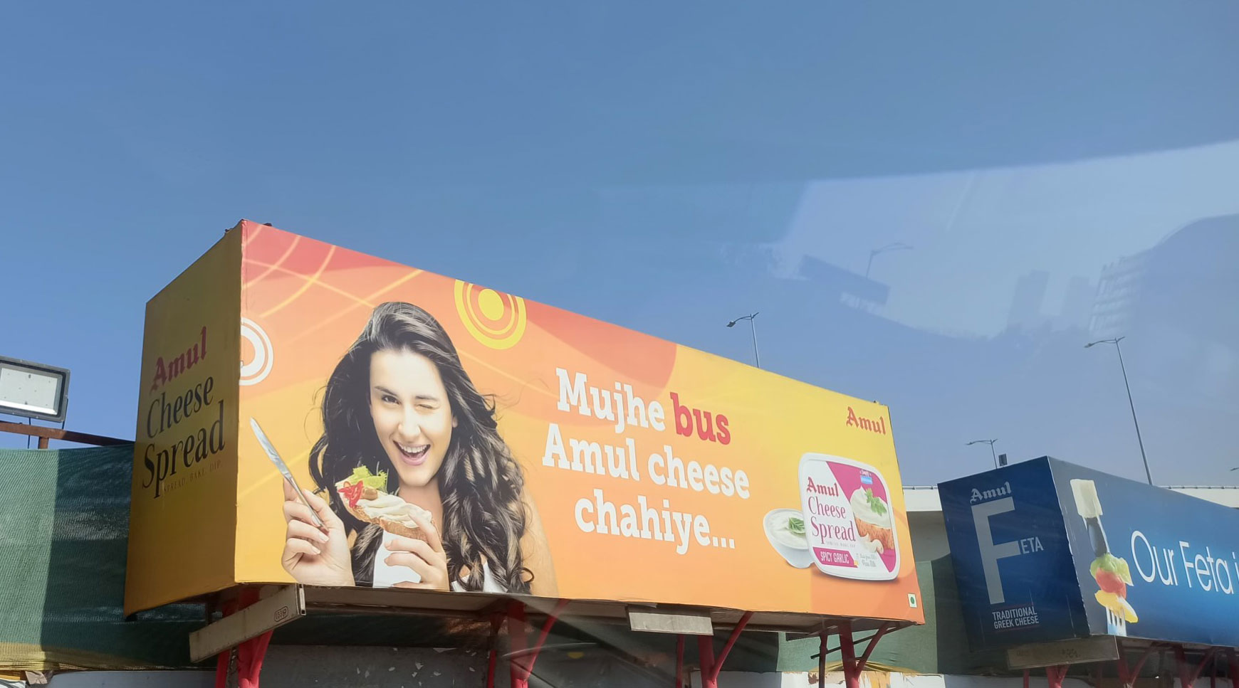 Amul takes over bus shelters in a prime location in Mumbai to showcase their range of cheese products.
