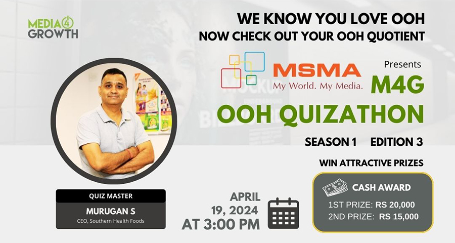 3rd M4G OOH Quizathon contest to be conducted live on Media4Growth on Apr 19