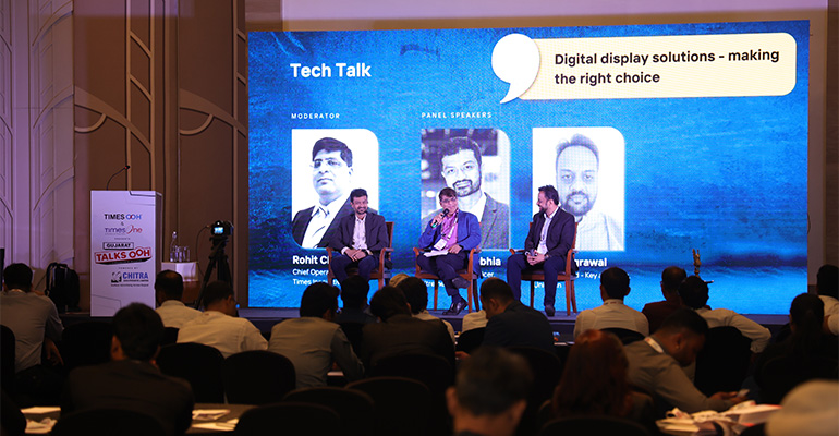 Rohit Chopra, COO, Times OOH, Sanket Rambhia, CEO, Xtreme Media, Varun Agrawal, National Head-Key accounts, Unilumin Group engaged in a tech talk panel on making the right choice of OOH digital display solutions