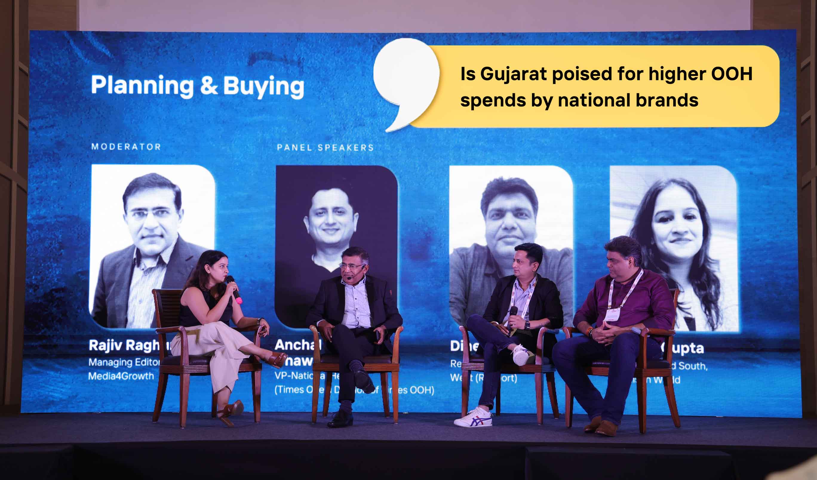 Anchal Kumar Dhawan, VP-National Head of Times One, a division of Times OOH, Deepa Gupta, VP of South and West at Madison World, Dinesh Panjabi, Regional Director - West at Rapport Advertising engage in deep discussion on Gujarat OOH markets