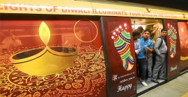 Delhi Metro Line 2 resplendent in Diwali colours