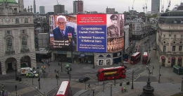 War veteran appears on Piccadilly Lights