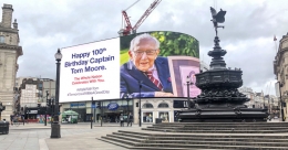 Piccadilly Lights joins centenary birthday celebrations for Captain Tom Moore