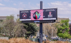 Shut-out for  a cause: Giant mask on South Africa billboard