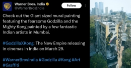 Giant sized mural painting of Godzilla X Kong captures attention of many