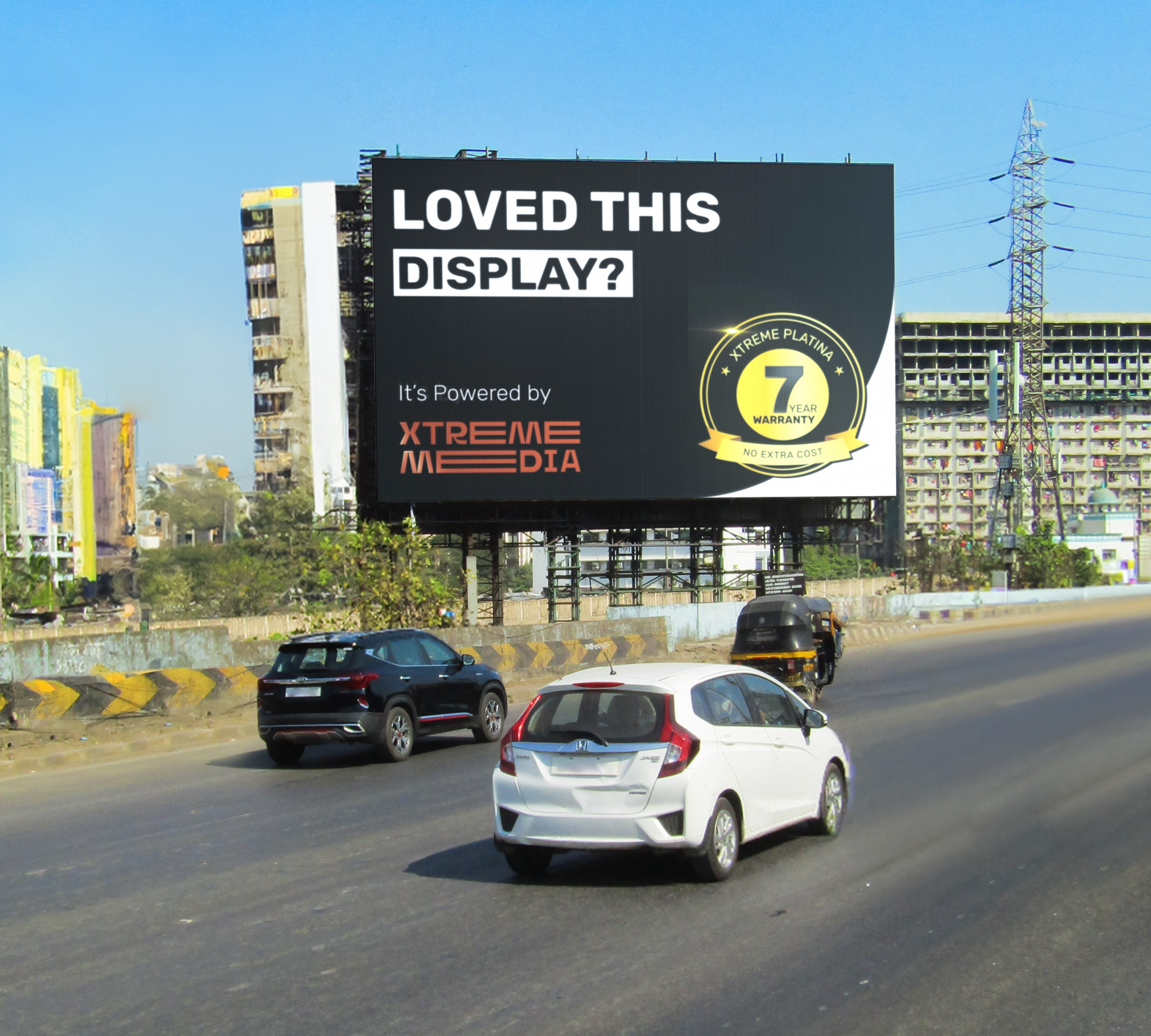 "Loved this Display?" caption by Xtream media on Western Express Highway