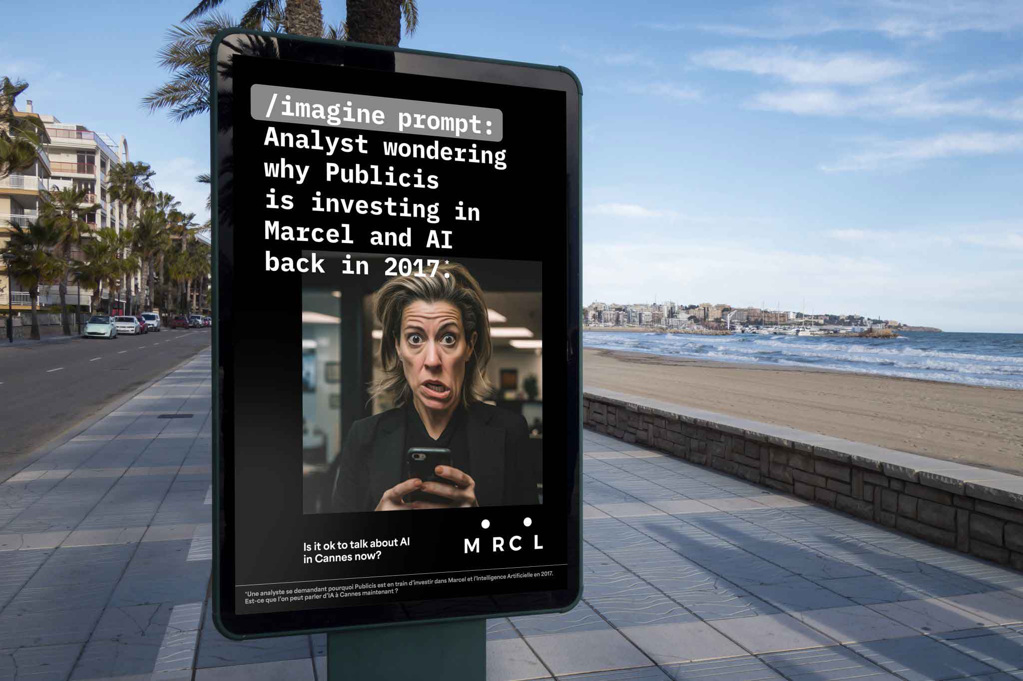 Marcel AI tool outdoor campaign