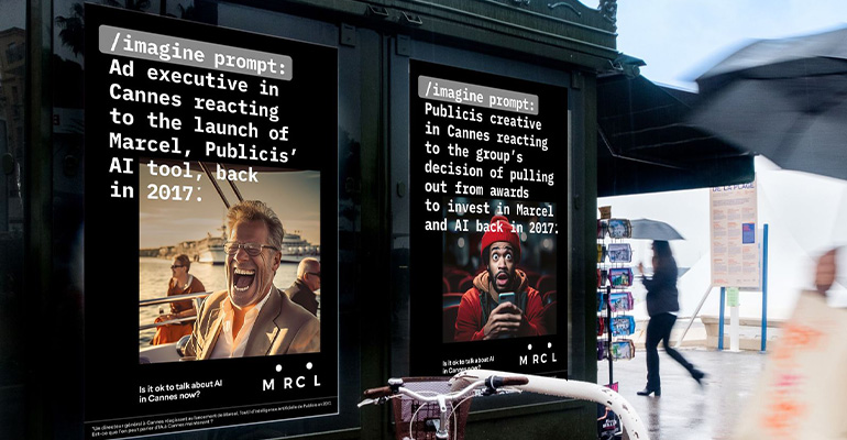 Marcel AI outdoor campaign 