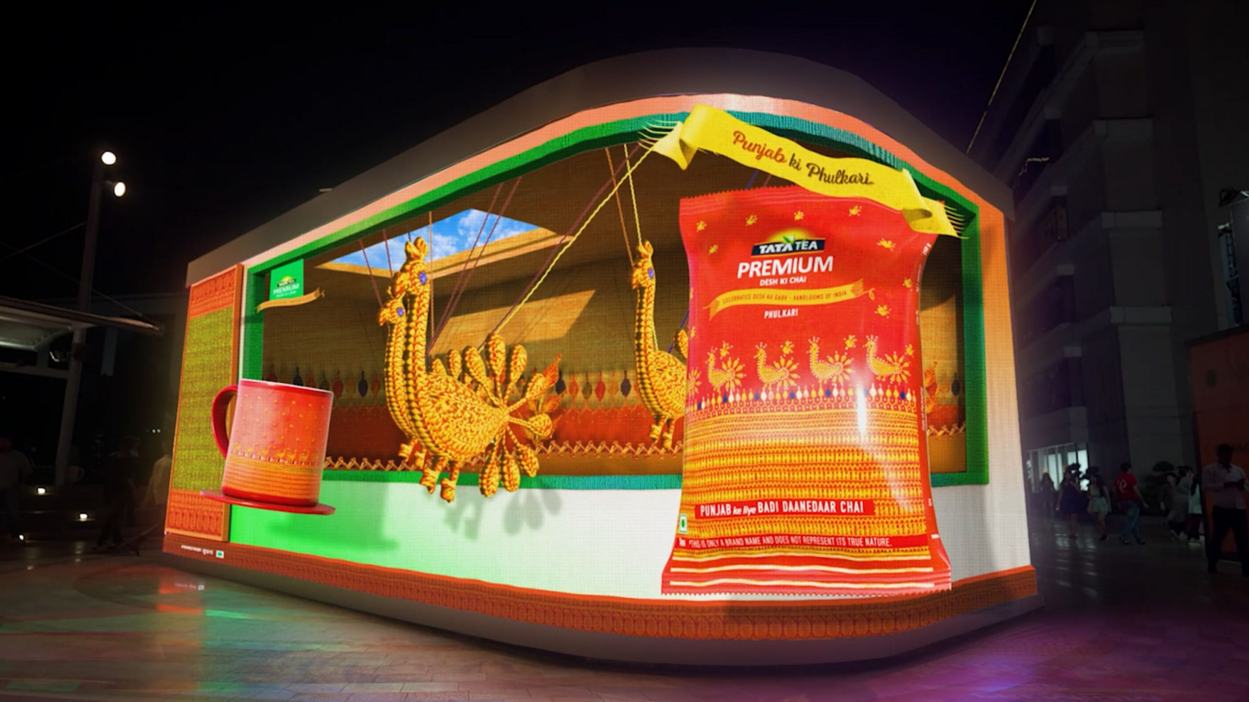 Tata Tea Premium anamorphic OOH installation by Inventech, a Laqshya Media Group company