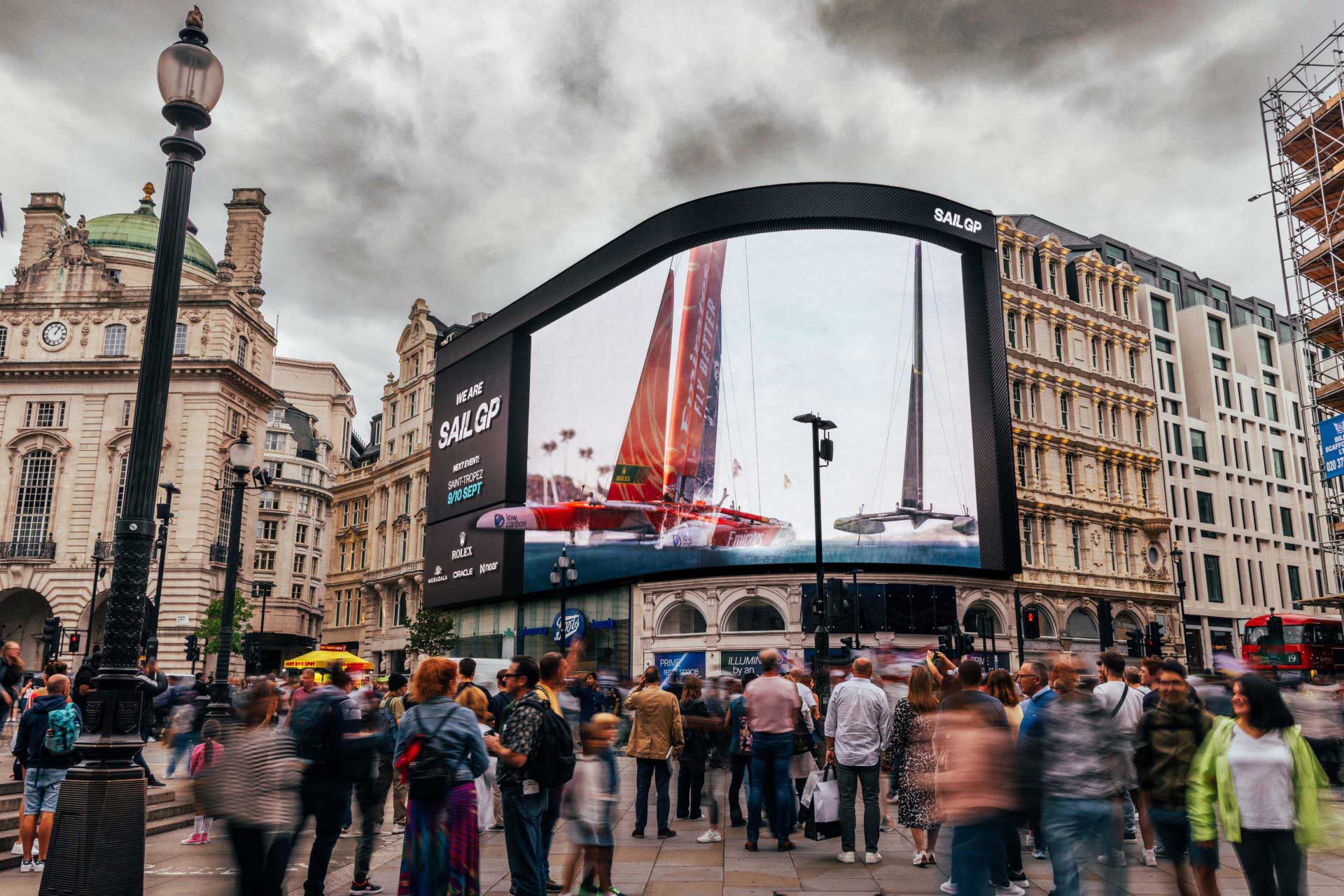 Sail GP's DOOH campaign at Piccadilly Lights, London