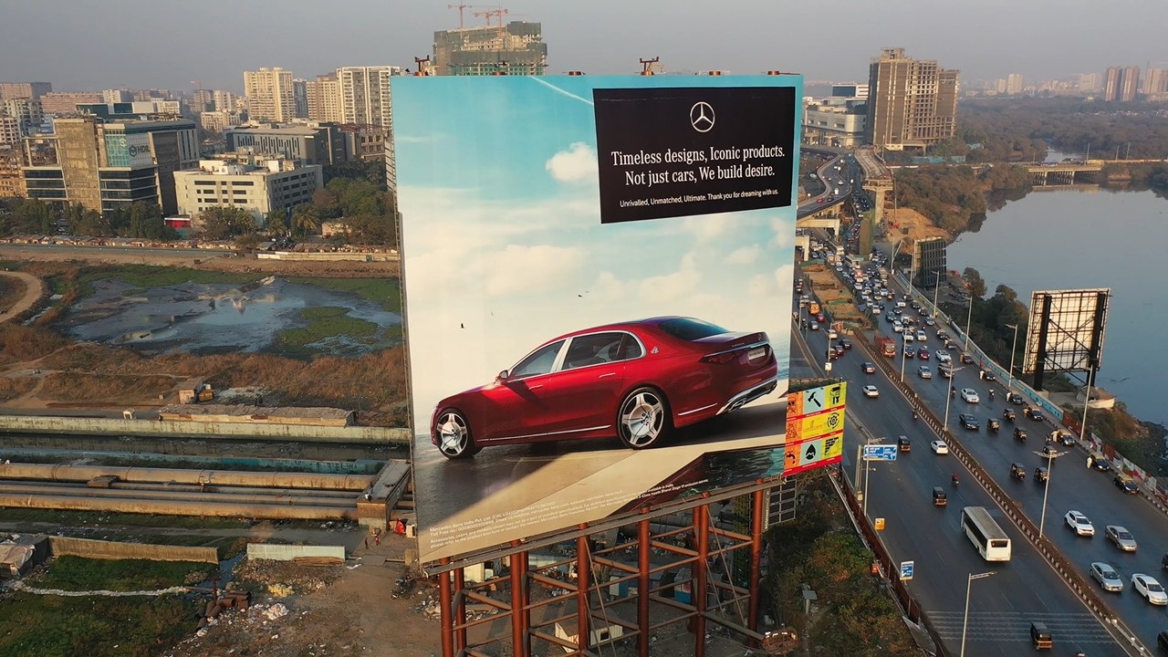 Upside view of the. Mercedes Benz Campaign at Bandra
