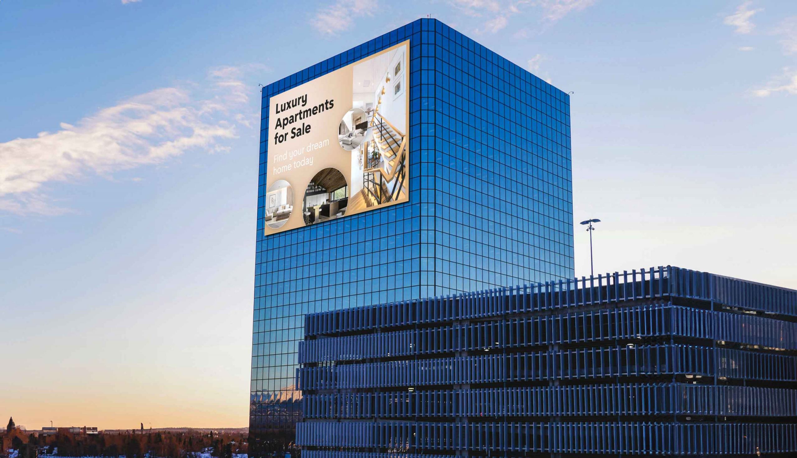 Outdoor LED display on building 