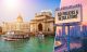 Split image of Mumbai's Gateway of India with the Taj Mahal Palace hotel and a billboard reading "AD POLICIES & REGULATIONS."